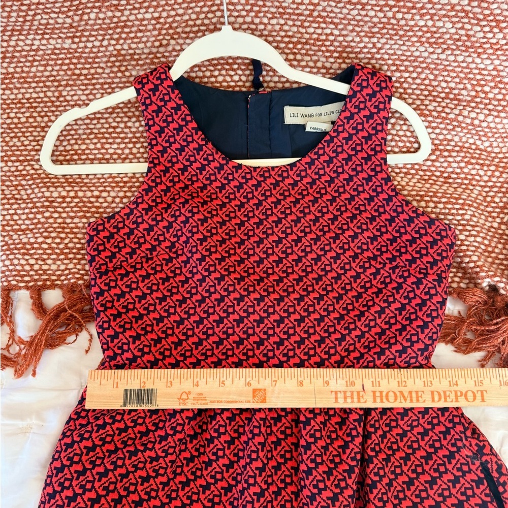 Anthropologie Red and Blue Patterned Midi Dress - Picture 11 of 11